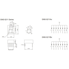 Affichage de segment de 0,52 pouce 1 chiffre 7 (GNS-5211Ax-Bx)